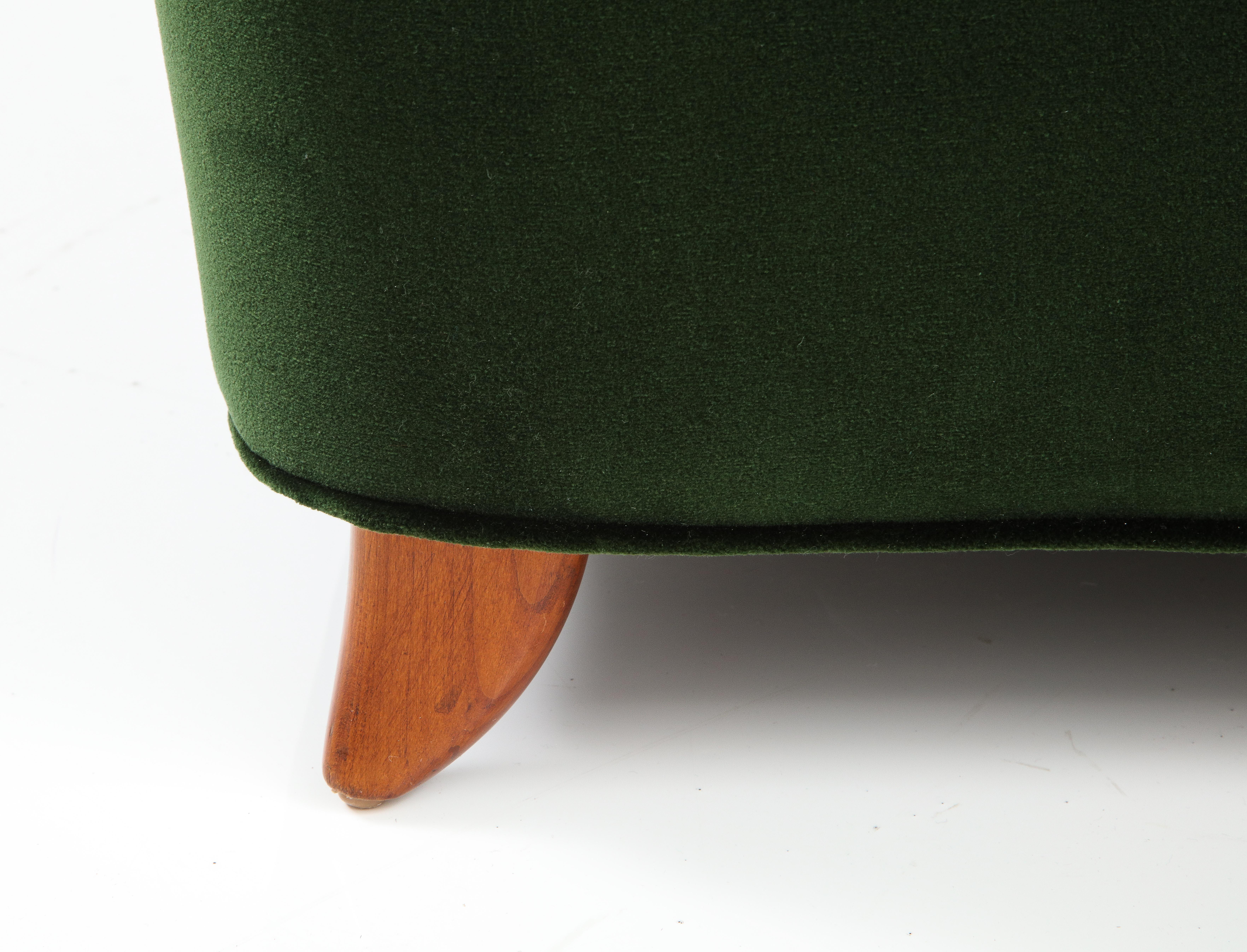 Paolo Buffa Rare Pair of Lounge Chair in Emerald Velvet, Italy, 1950s 4