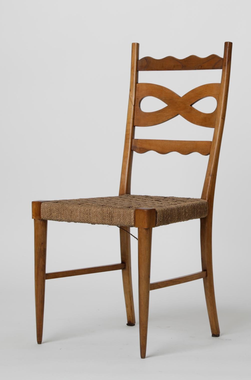 Paolo Buffa, Rare Pair of Wooden Chairs, 1950 ca In Fair Condition In Argelato, BO