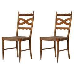 Retro Paolo Buffa, Rare Pair of Wooden Chairs, 1950 ca