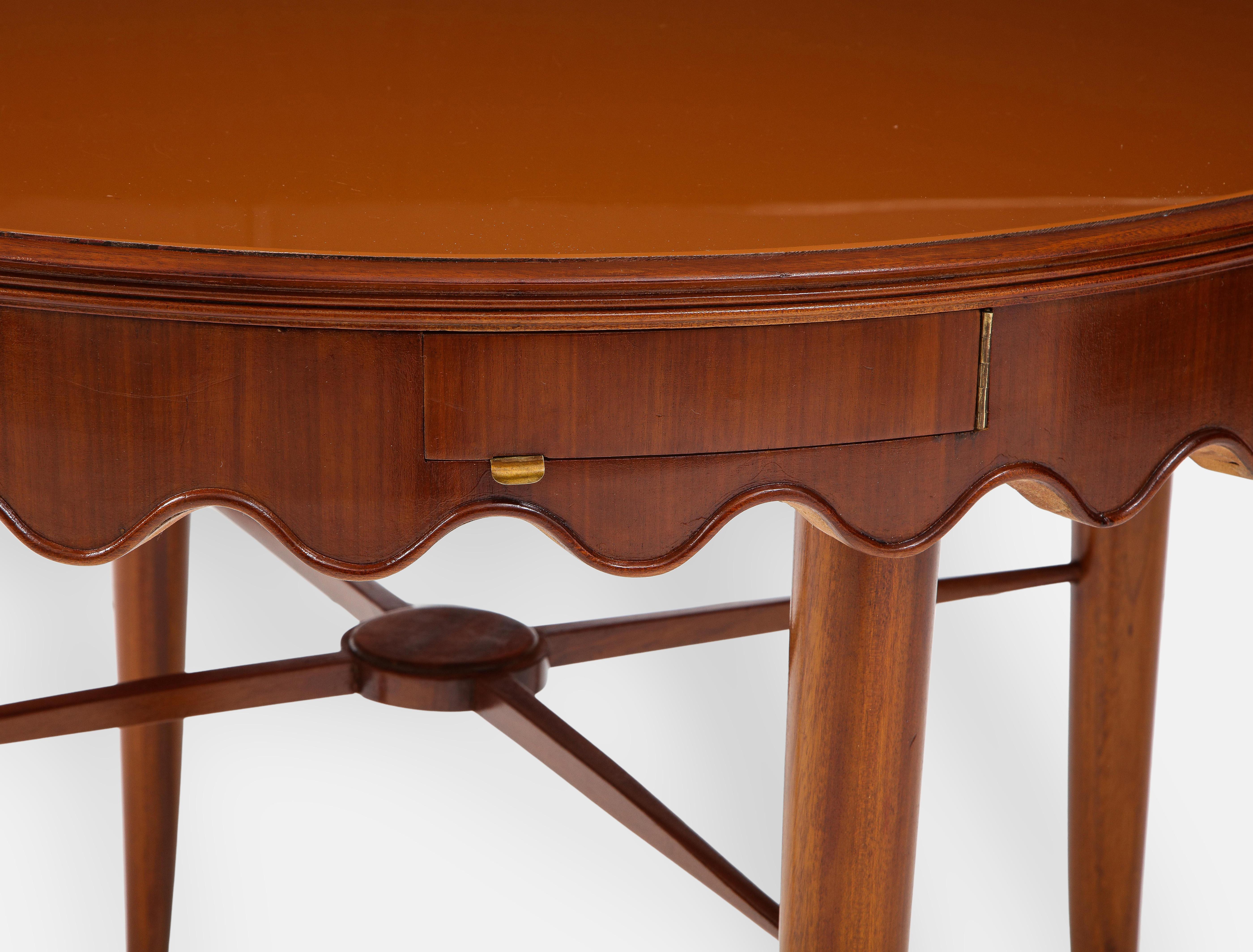 Paolo Buffa Rare Walnut Center or Game Table, Italy, 1940s In Good Condition In New York, NY