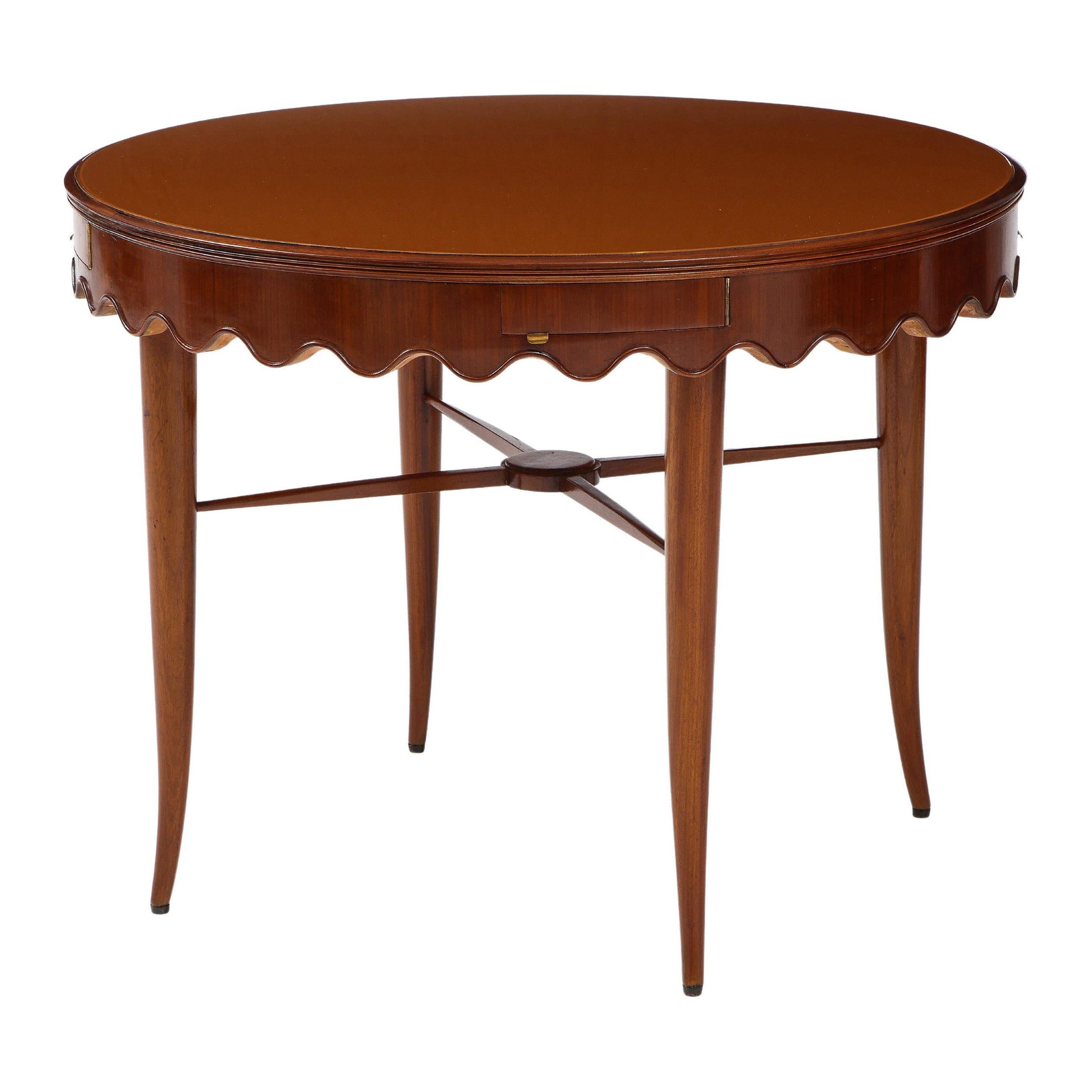 Paolo Buffa Rare Walnut Center or Game Table, Italy, 1940s