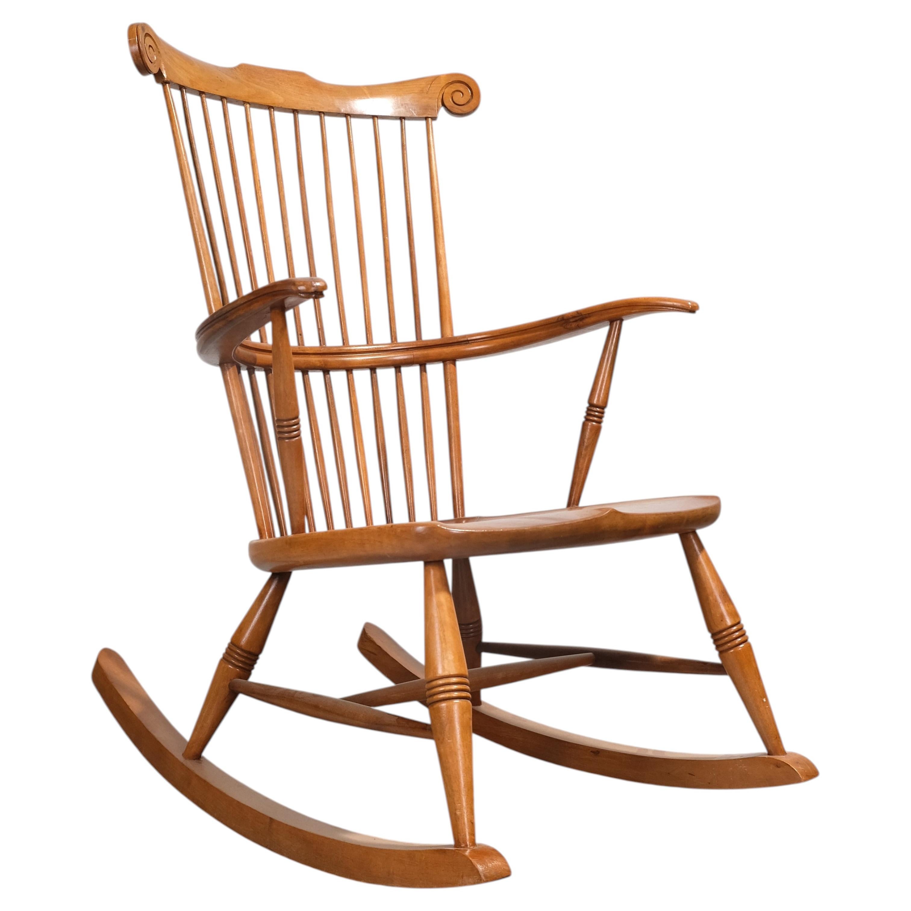 Paolo Buffa Rocking Chair, Cherry Wood, Mid-Century Modern, c.1950s