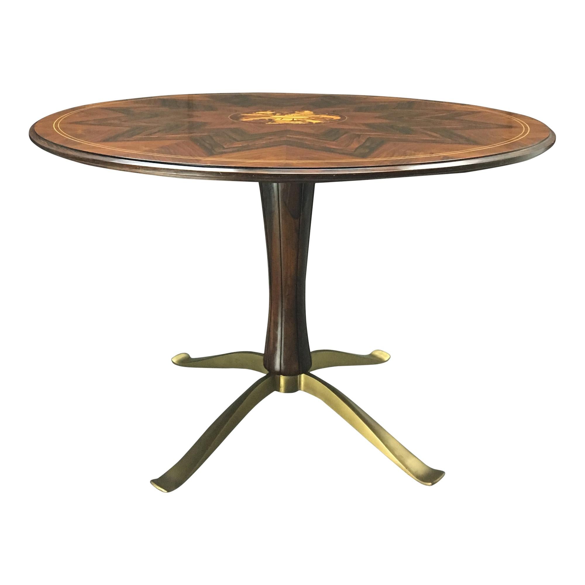 Paolo Buffa Rosewood and Gilt Bronze Dining Table For Sale