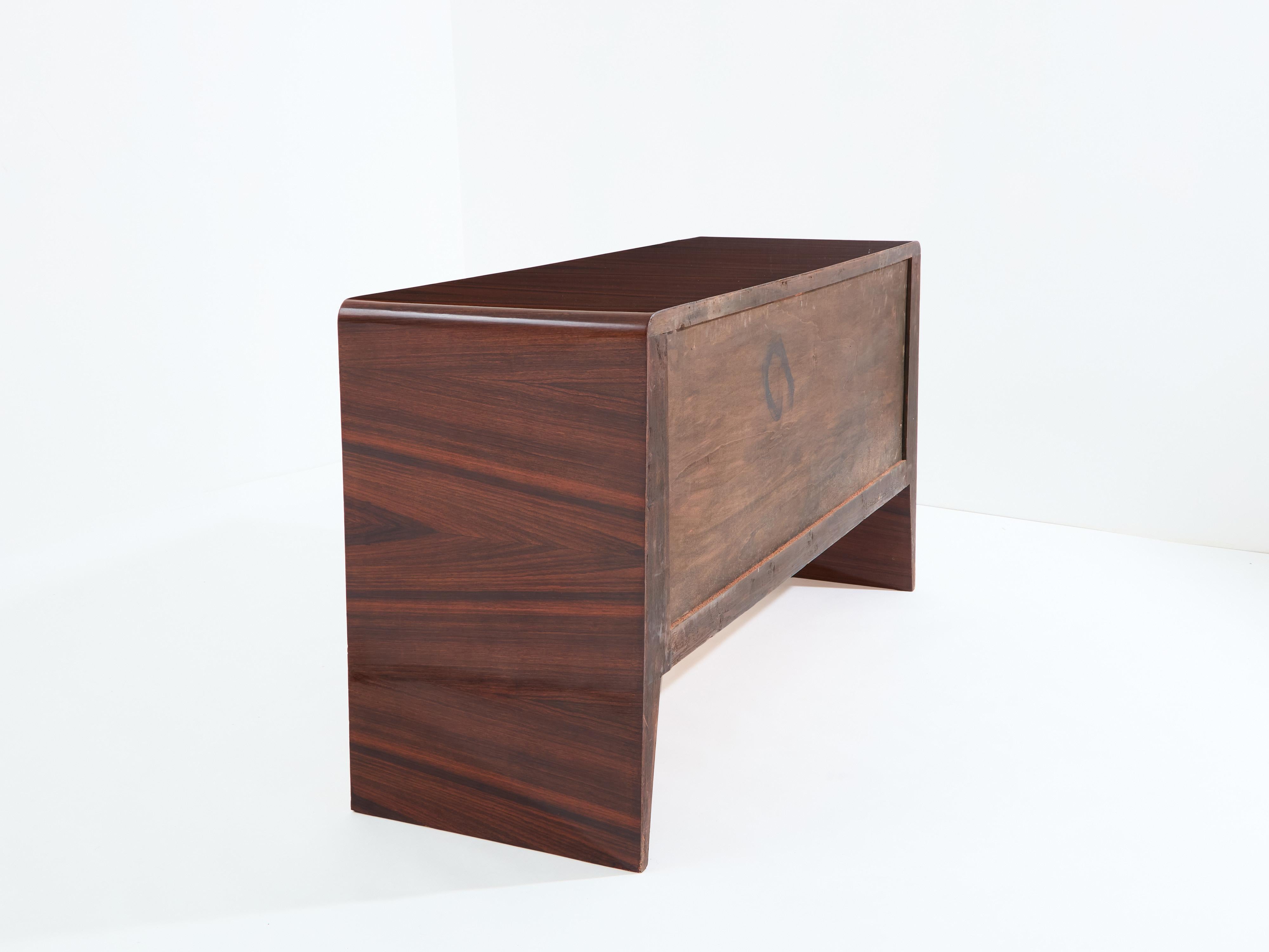 Paolo Buffa cassettiera in sicomoro e ottone 1940 in vendita 4