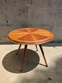 Paolo Buffa Round Coffee Table in Mahogany for Galdino Maspero, Italy 1948