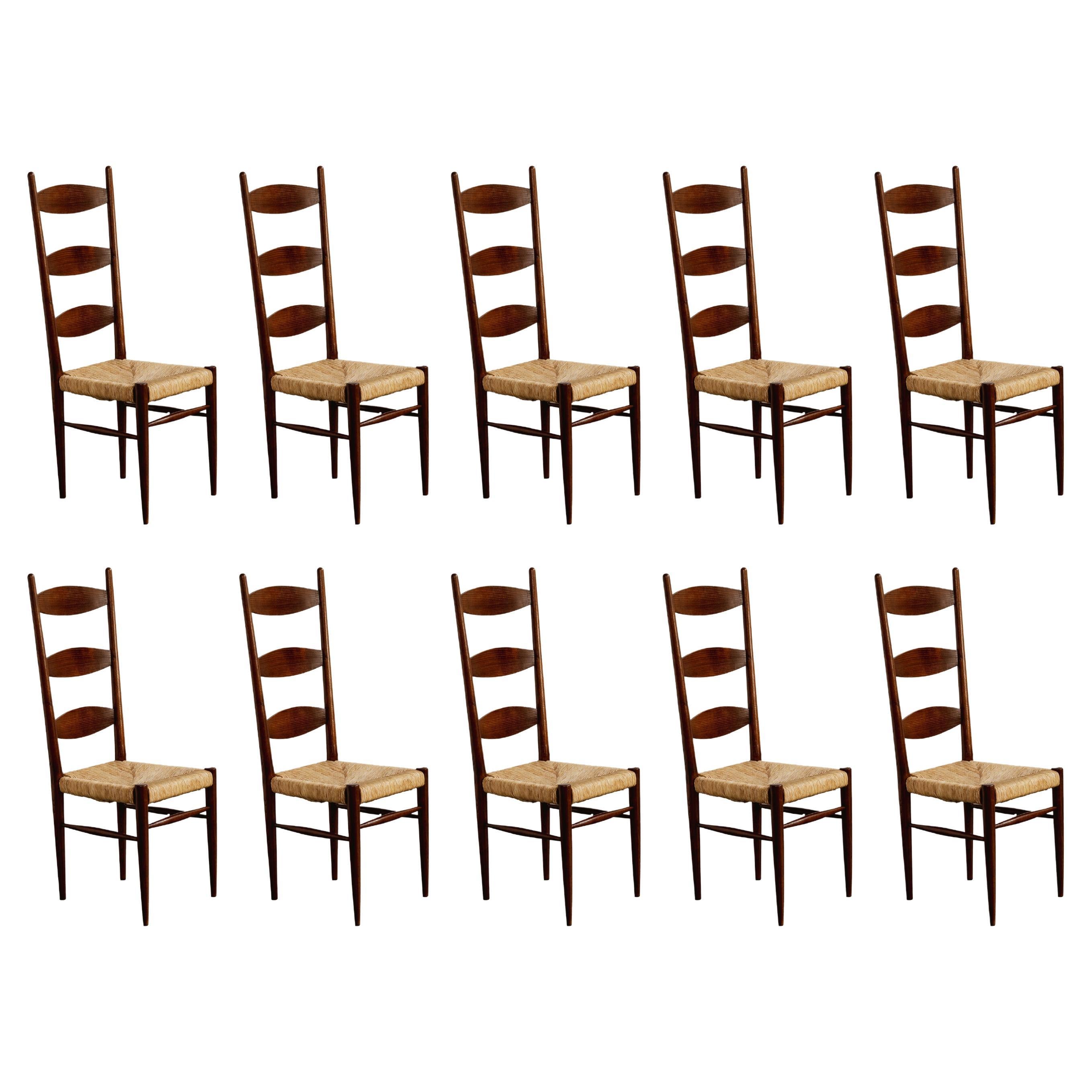 Colombo Sanguineti Chiavarine, 1948, Set di 10 sedie da pranzo in vendita