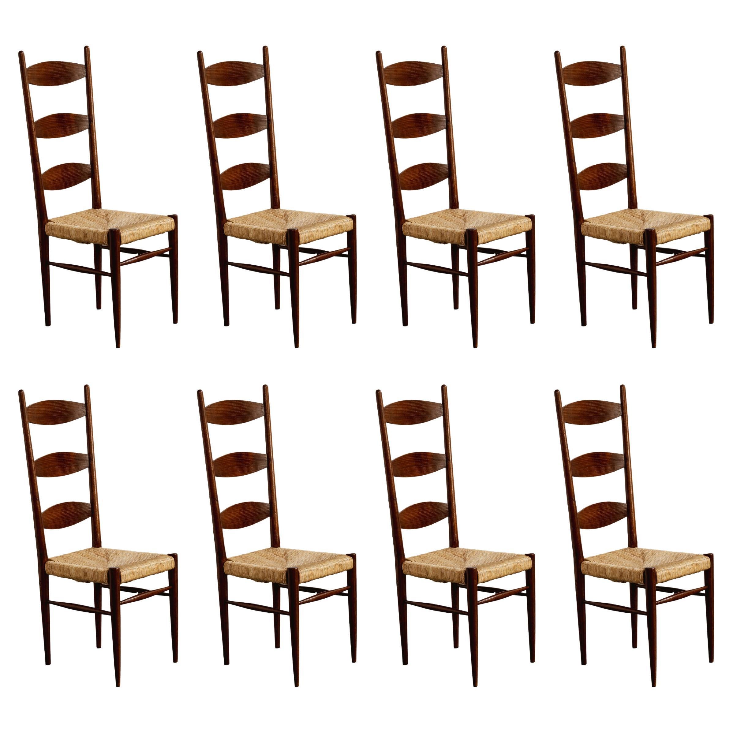 Paolo Buffa Chiavarine per Galdino Maspero, 1948, Set di 8 sedie da pranzo