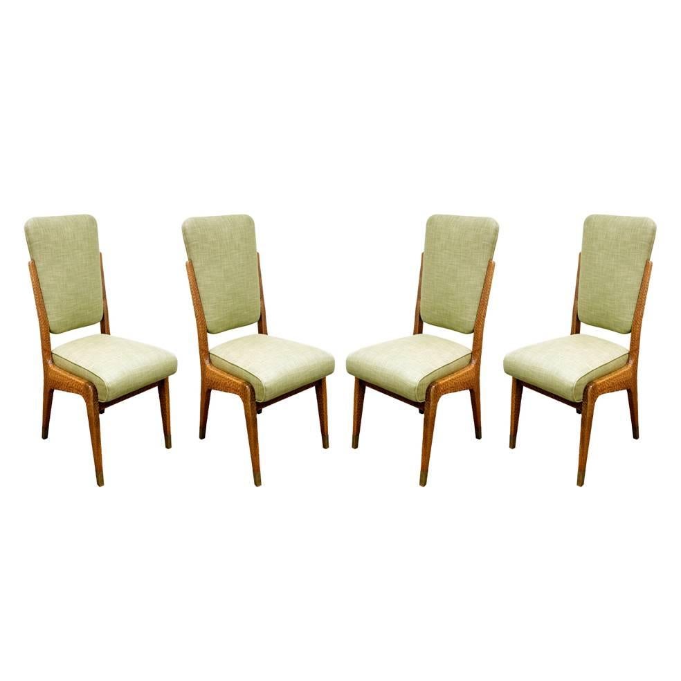 Paolo Buffa Set of Four Handcrafted Dining / Game Chairs, circa 1940