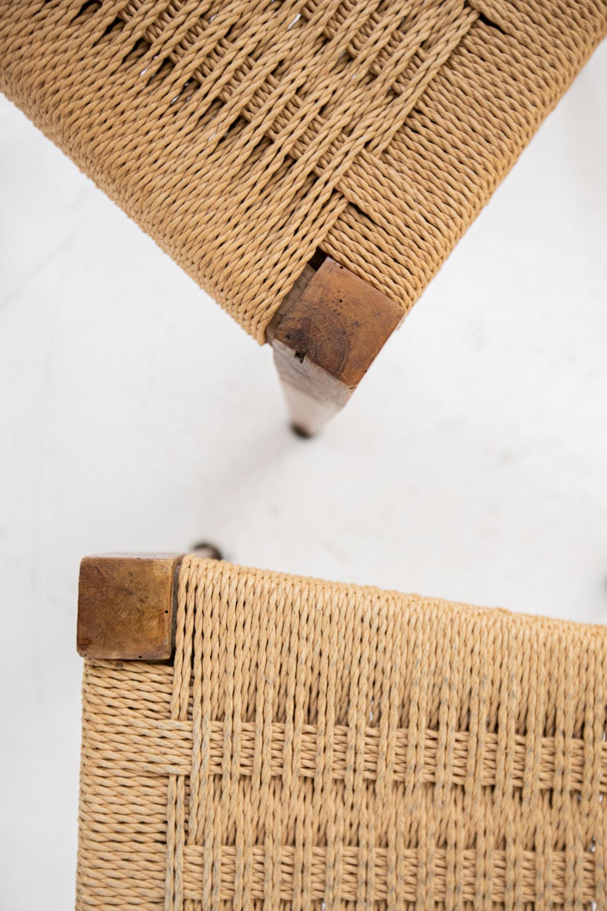 Paolo Buffa Attr. Set of Eight Chairs in Walnut Wood and Straw, 1950s 7