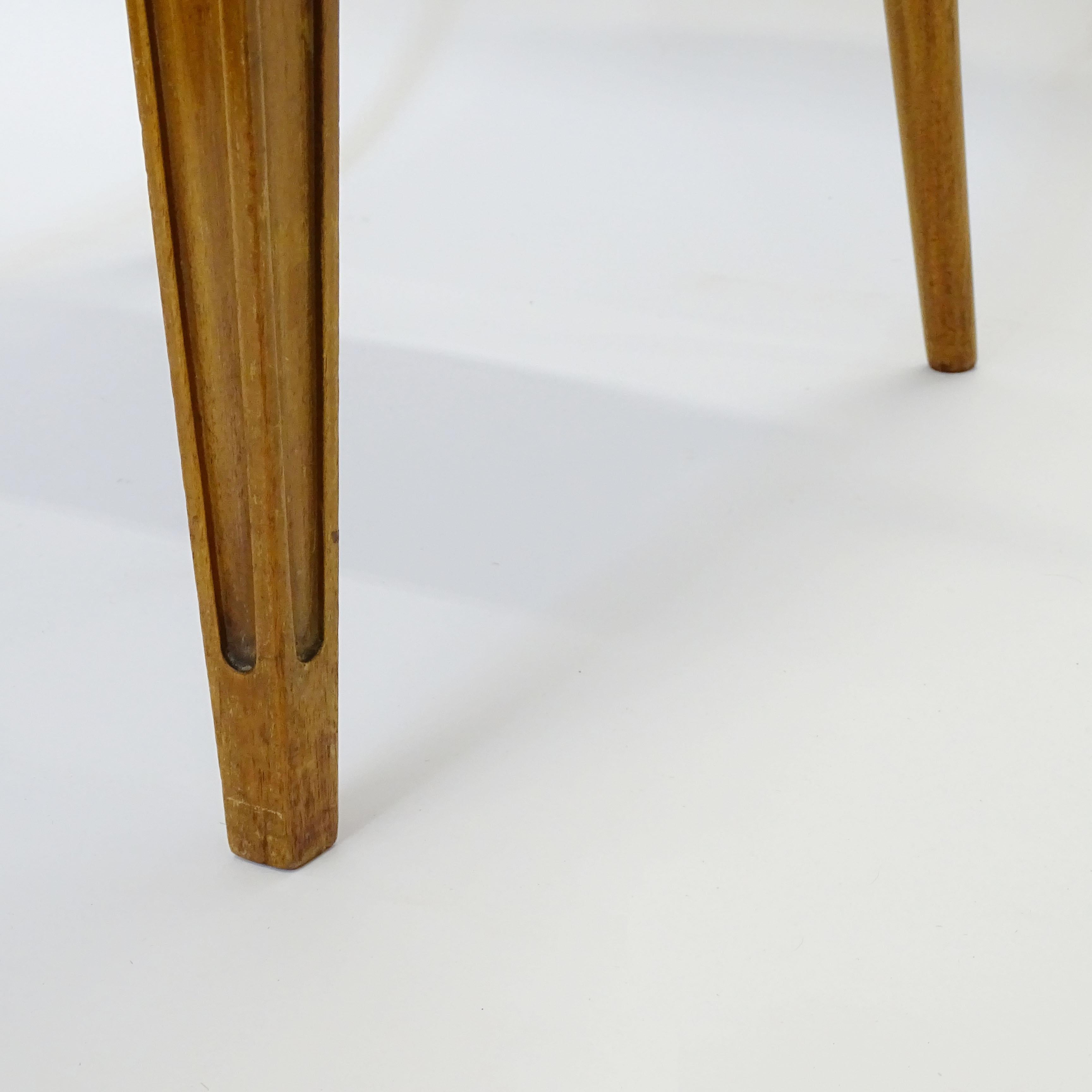 Italian Paolo Buffa Set of Six Dining Chairs in Wood and Green Velvet, Italy 1950s