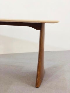 Paolo Buffa Side Table in Pink Marble and Walnut, 1950s