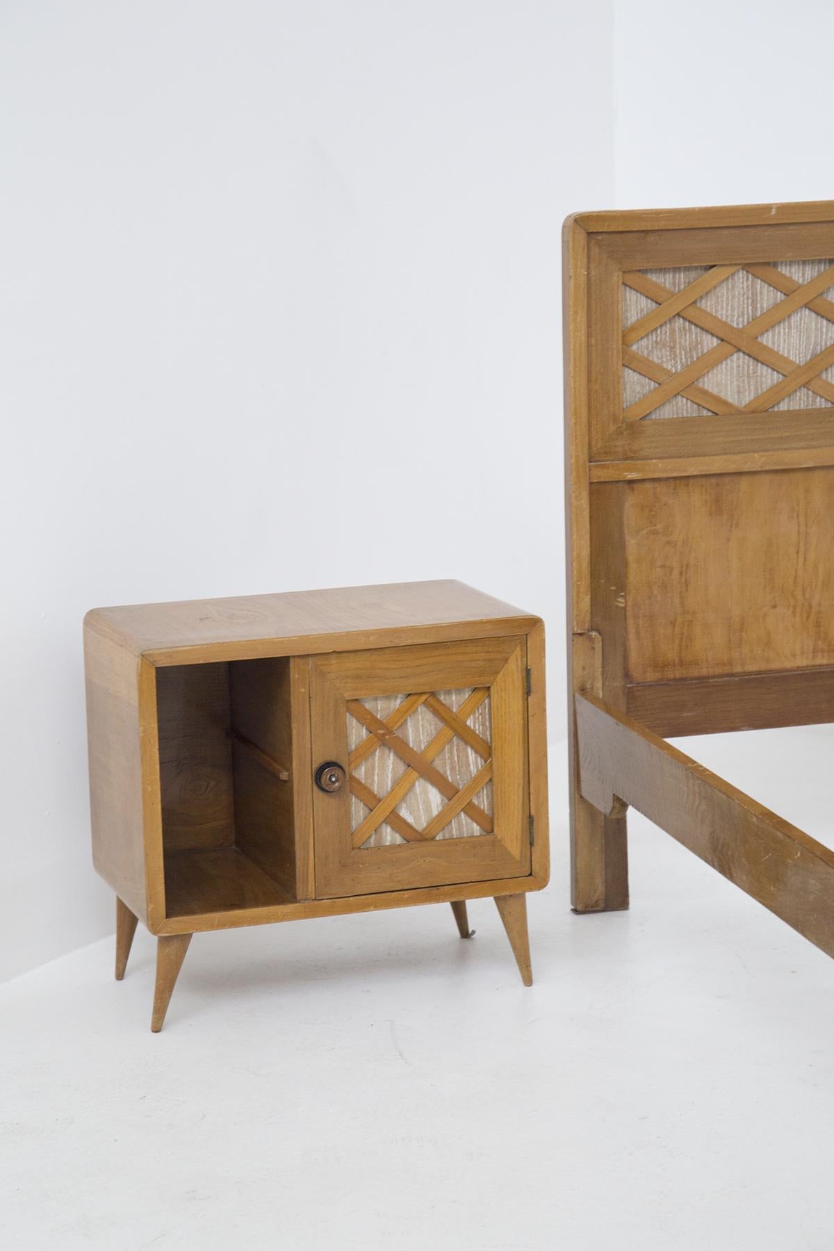 Mid-Century Modern Paolo Buffa Single Bed and Bedside Table in Wood