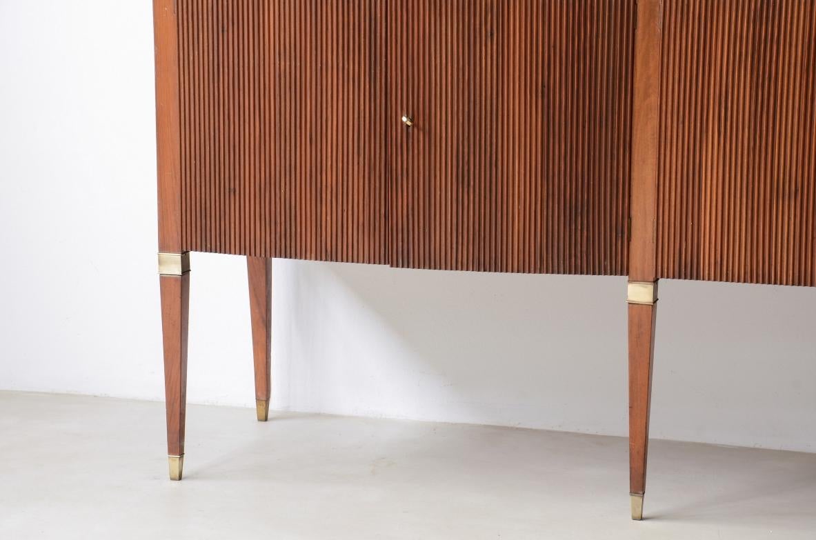 Brass Paolo Buffa splendid sideboard with a wavy front