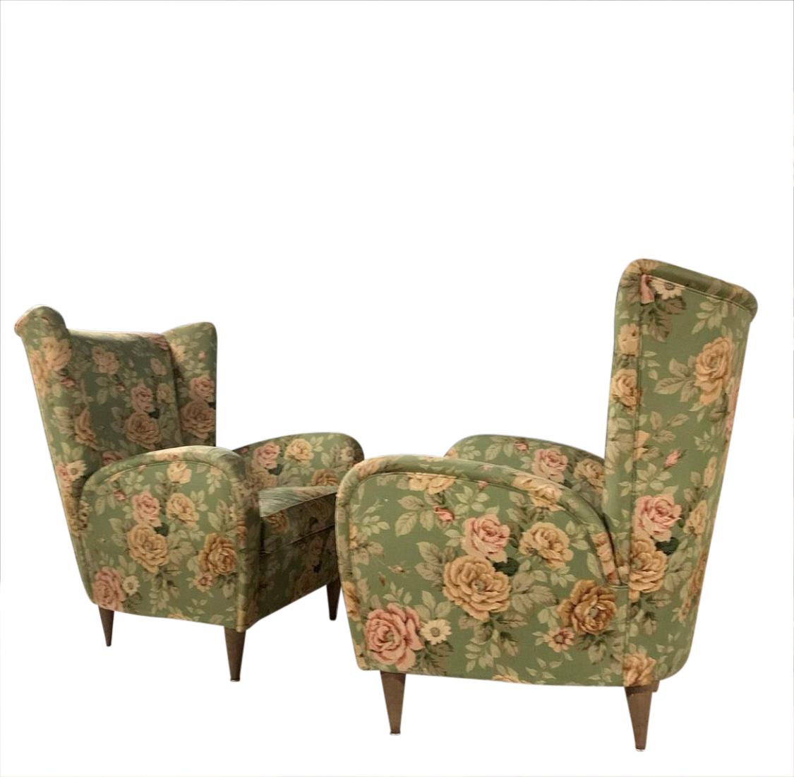 Mid-20th Century Paolo Buffa Style Armchairs, Pair For Sale