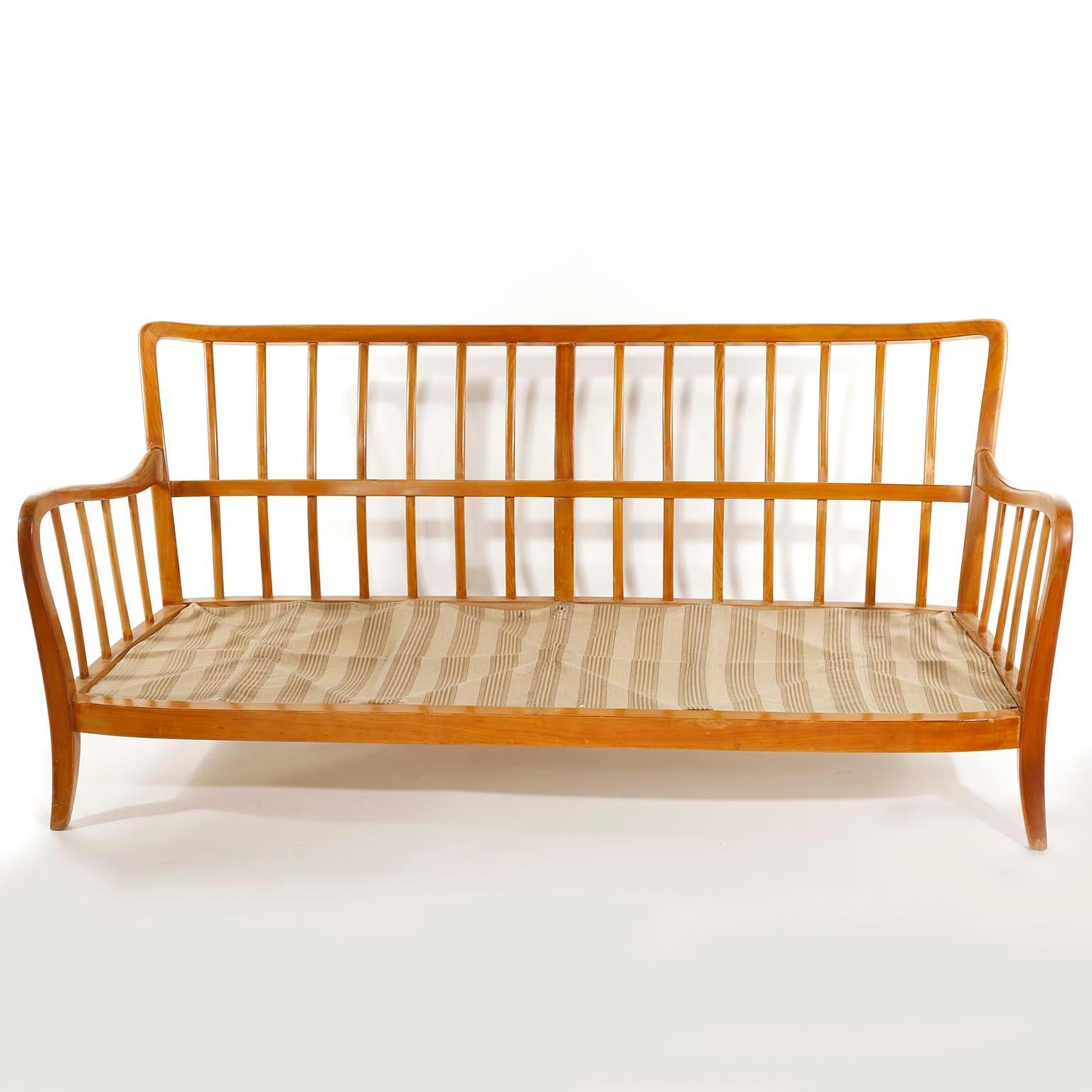 Fabric Bench Seette Seat by Thonet, Attributed to Josef Frank, Wood, 1940 For Sale