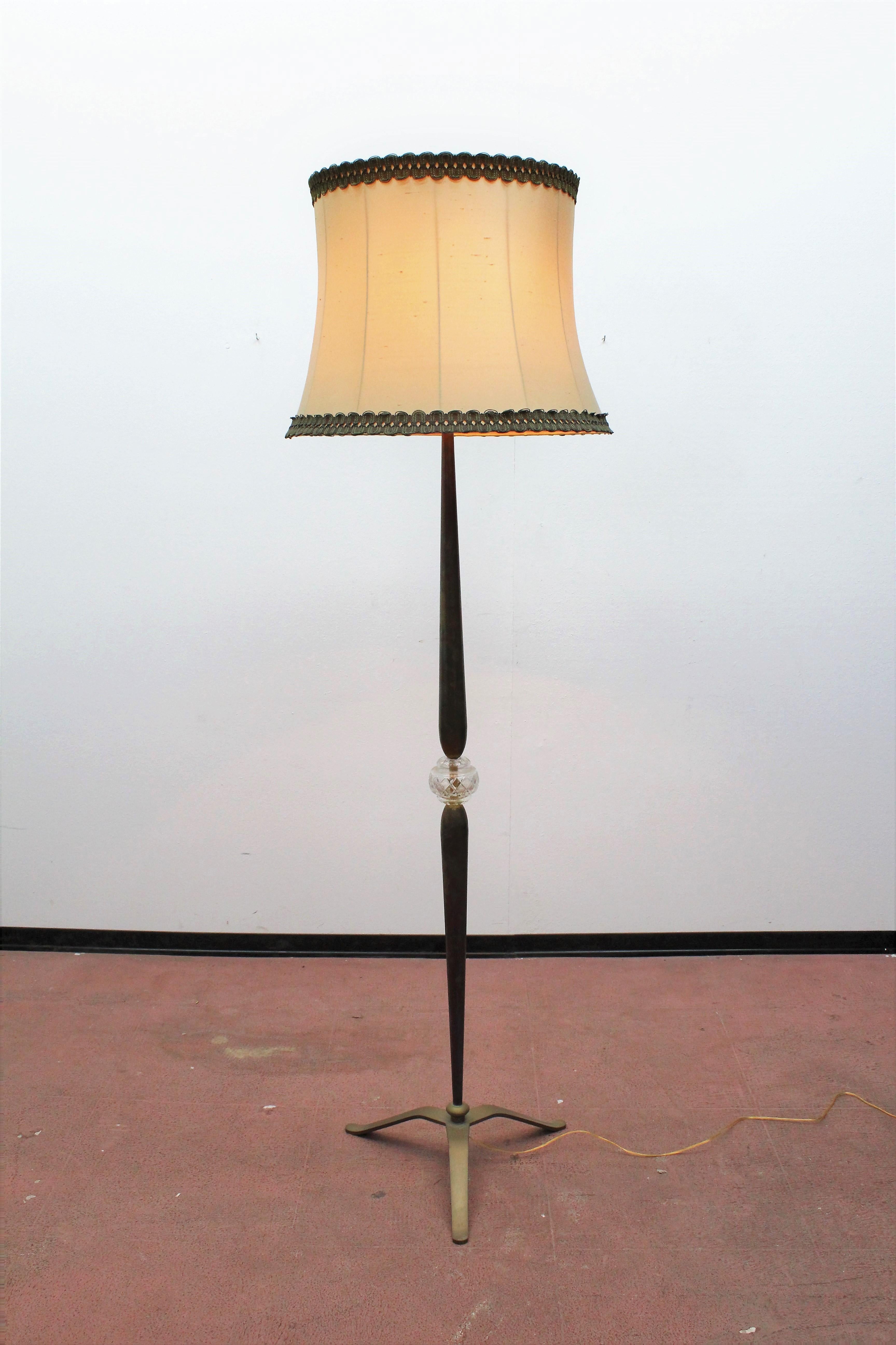 Mid-20th Century Midcentury  Vintage metal and glass floor lamp Paolo Buffa  Italy 1950s