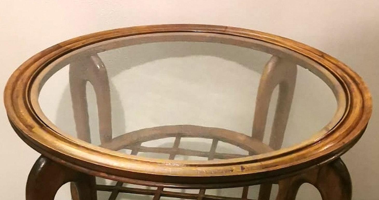 Tavolino da caffè Art Deco italiano in stile Paolo Buffa con piano in vetro in vendita 2
