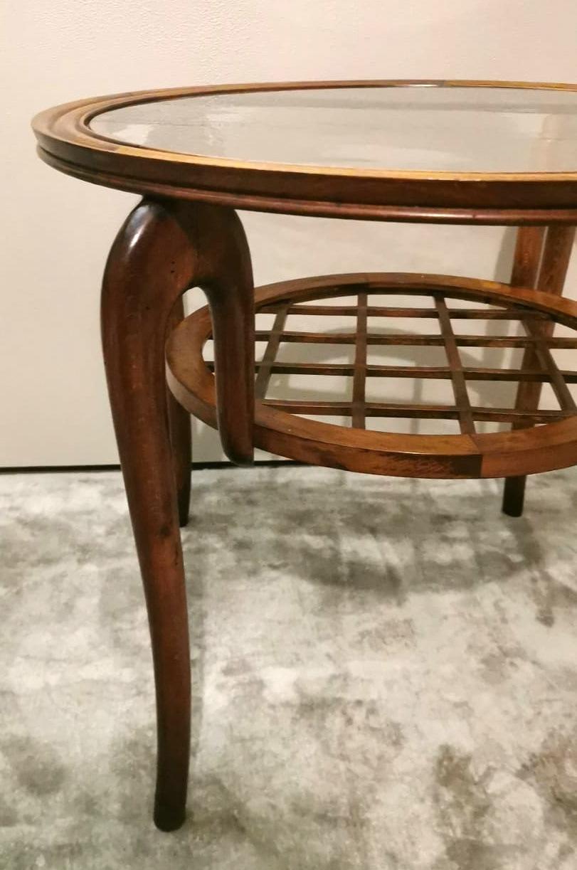 Tavolino da caffè Art Deco italiano in stile Paolo Buffa con piano in vetro in vendita 4