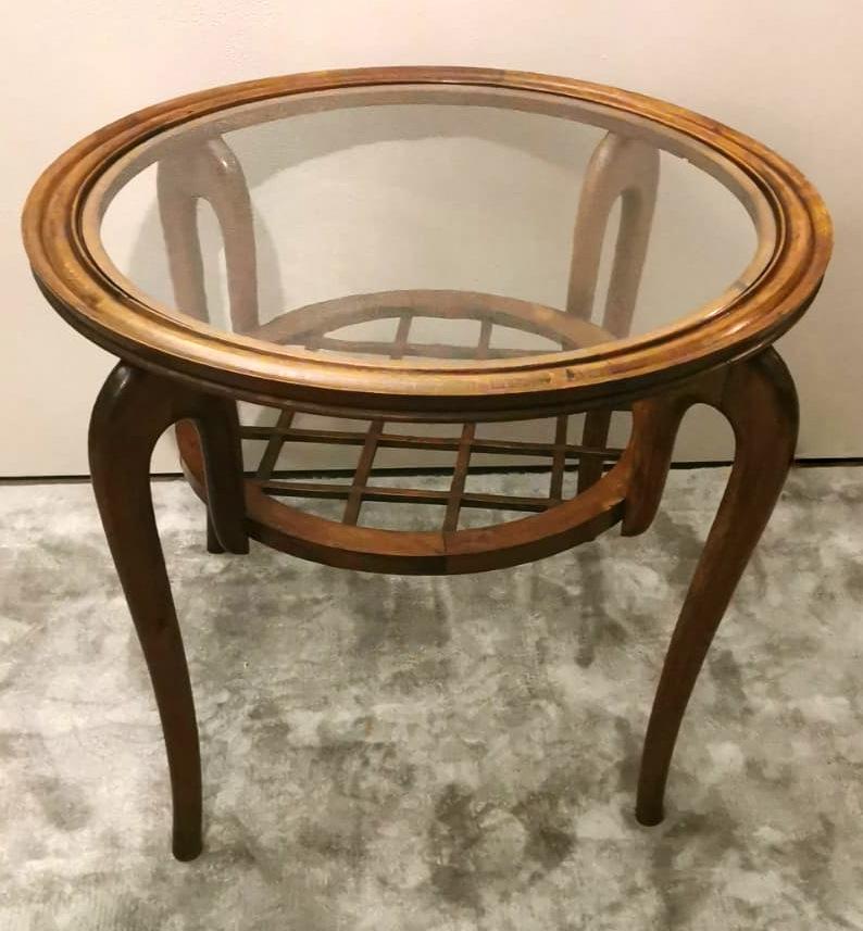 Paolo Buffa Style Italian Art Deco Coffee Table With Glass Top In Good Condition For Sale In Prato, Tuscany