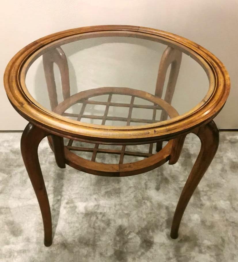 Fatto a mano Tavolino da caffè Art Deco italiano in stile Paolo Buffa con piano in vetro in vendita