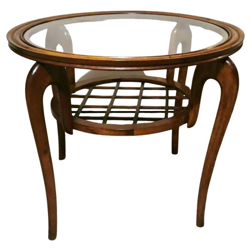Tavolino da caffè Art Deco italiano in stile Paolo Buffa con piano in vetro in vendita