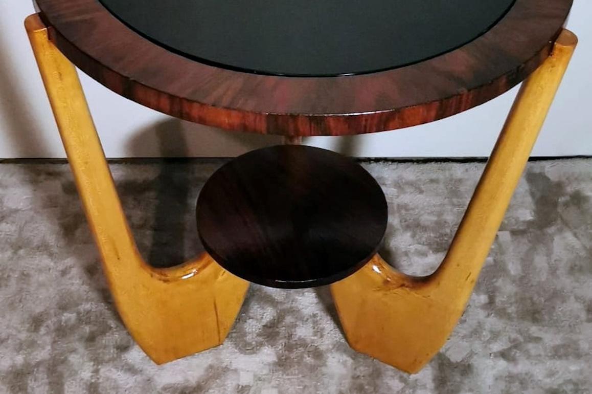 Table basse ronde Art déco italienne de style Paolo Buffa avec verre foncé. en vente 9