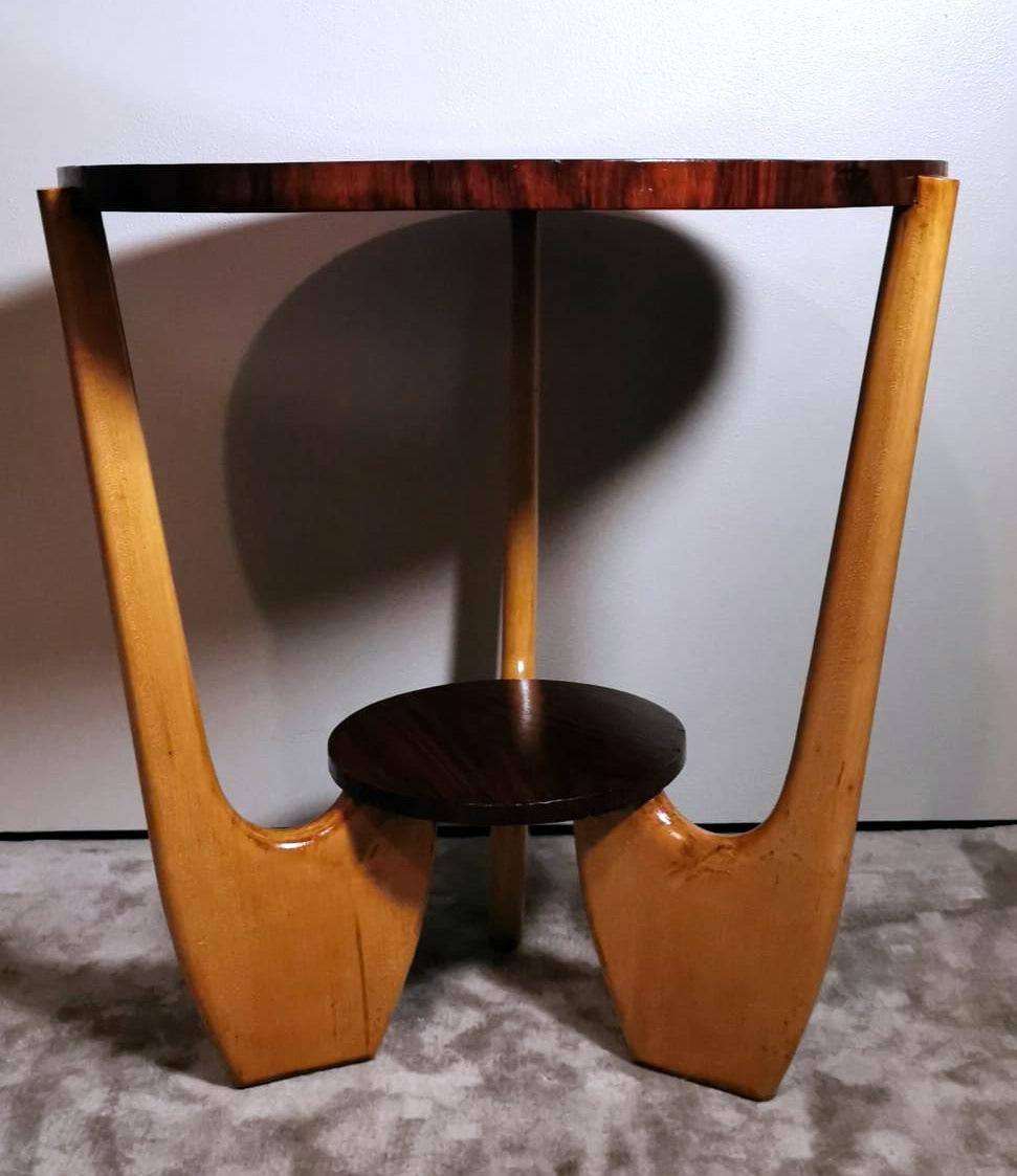 Table basse ronde Art déco italienne de style Paolo Buffa avec verre foncé. Bon état - En vente à Prato, Tuscany