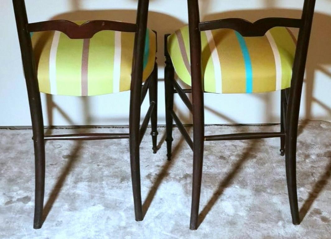 Paolo Buffa Style Pair of Chiavari Chairs in Italian Wood with High Backrest For Sale 3