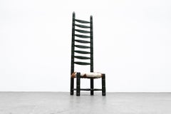 Paolo Buffa Style Tall Green Ladder Back Accent Chair