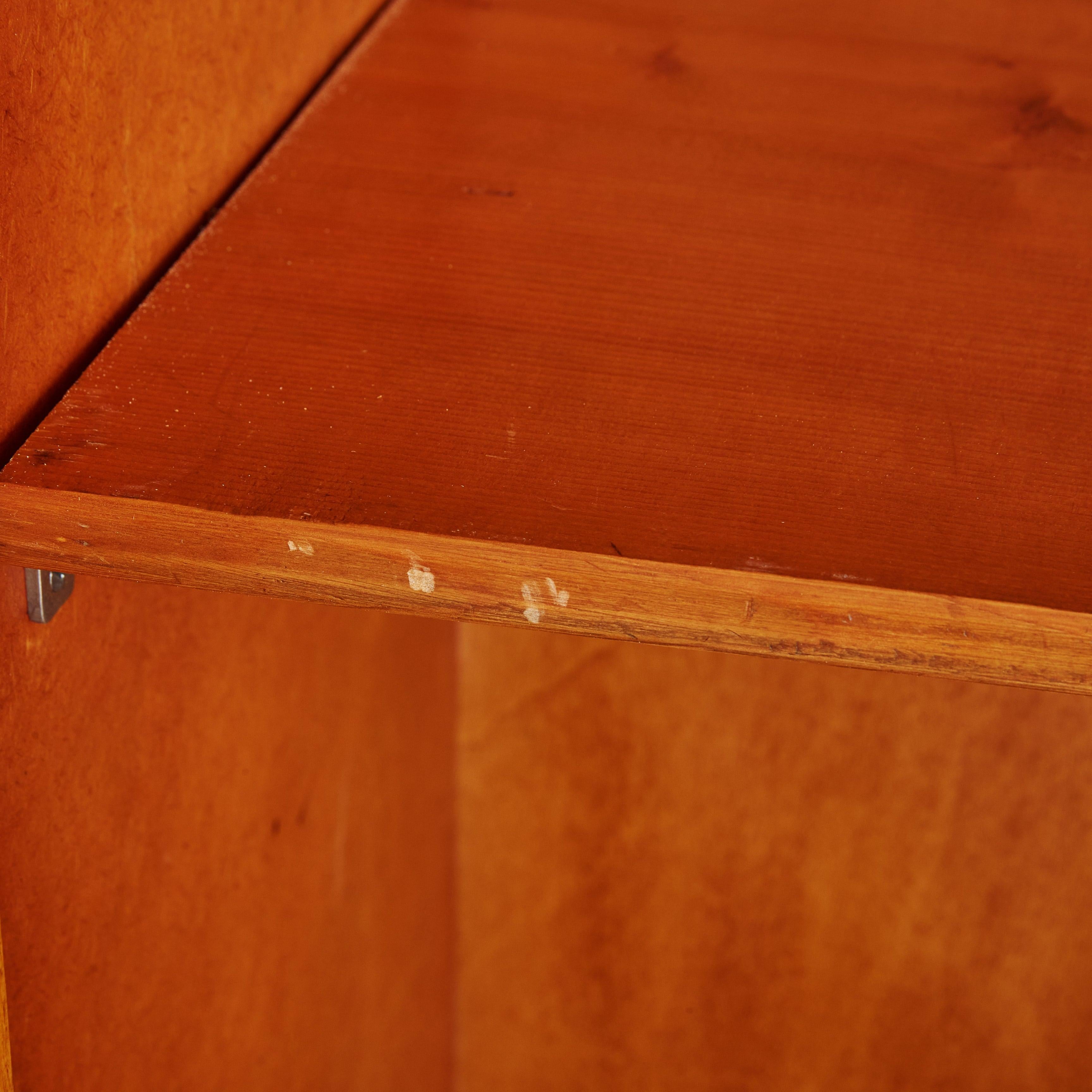 Paolo Buffa Style Wood Armoire Cabinet with Murano Glass Handles, Italy 1950s For Sale 1