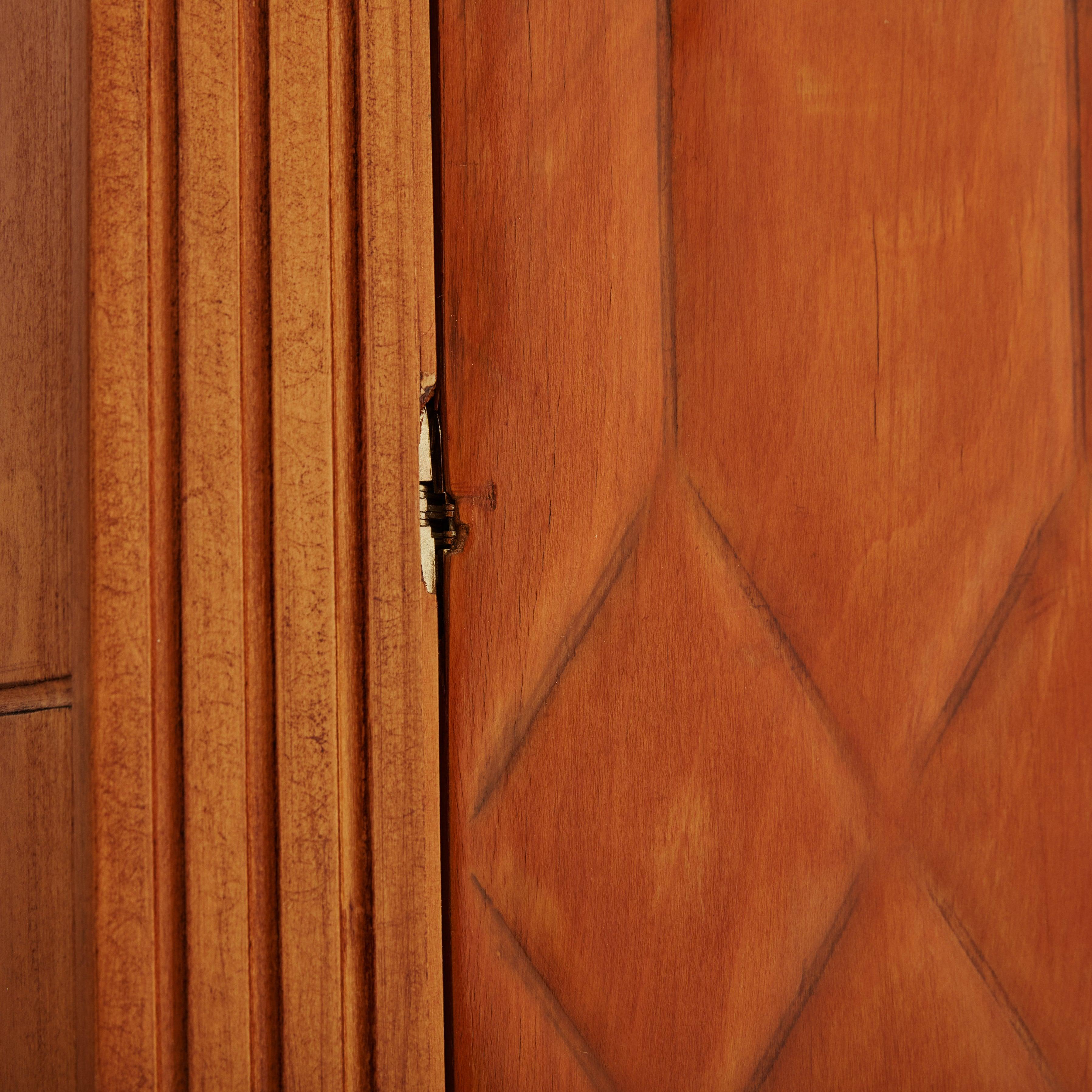 Paolo Buffa Style Wood Armoire Cabinet with Murano Glass Handles, Italy 1950s For Sale 2