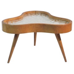 Paolo Buffa Trilobate Ashwood Coffee Table with Glass Top, Milano, 1950s