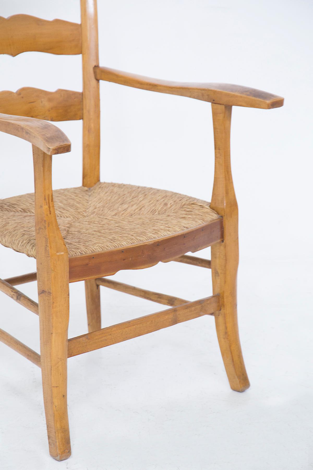 Paolo Buffa Deux chaises à tête en bois et paille ''Attr. en vente 2