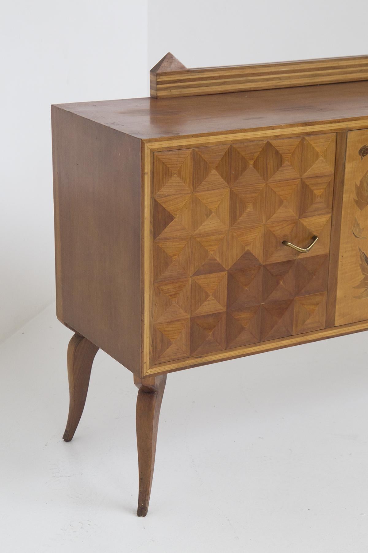 Mid-Century Modern Paolo Buffa Vintage Sideboard in Wood and Ceramic 'Attr.'