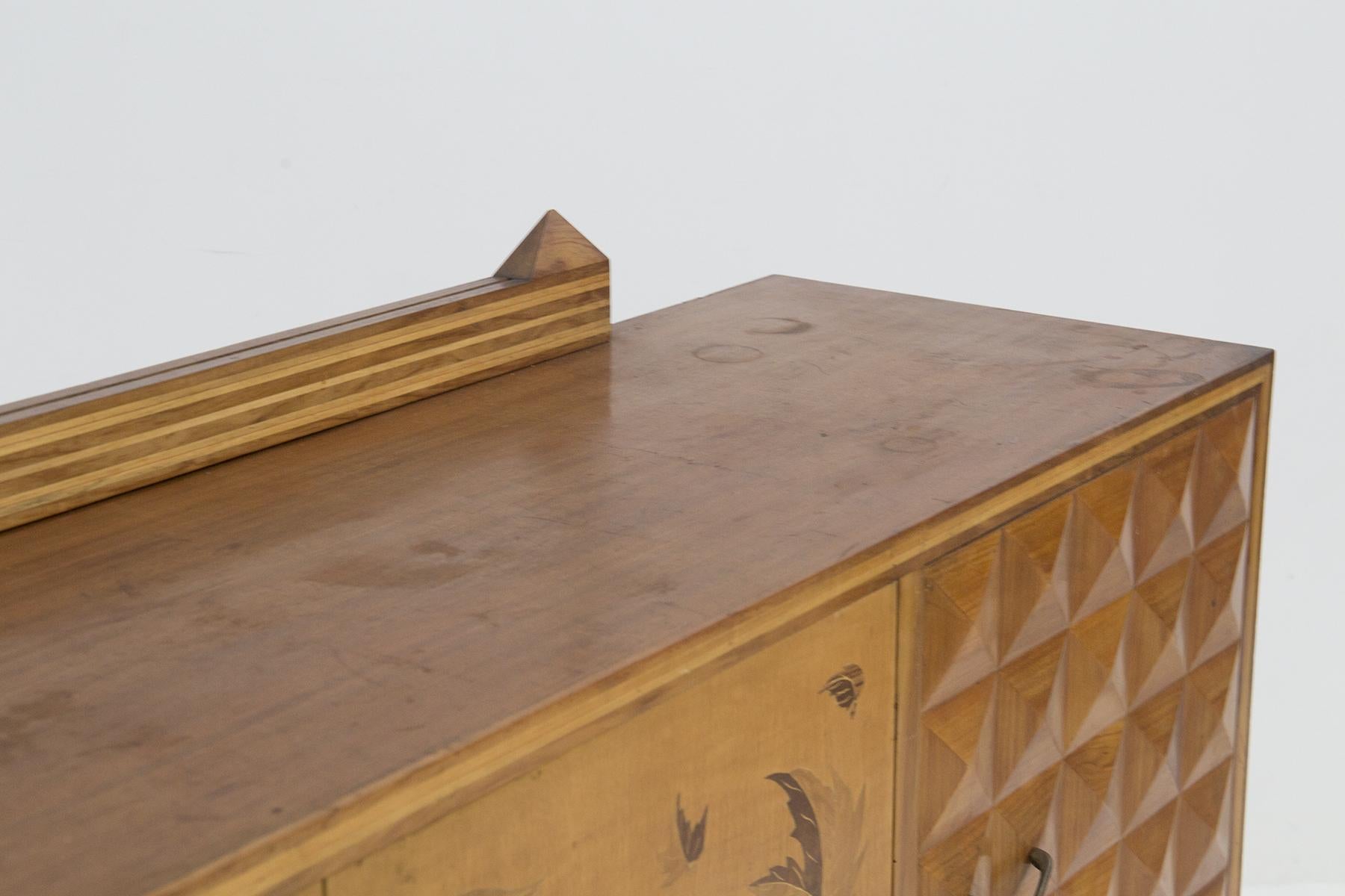 Paolo Buffa Vintage Sideboard in Wood and Ceramic 'Attr.' 1
