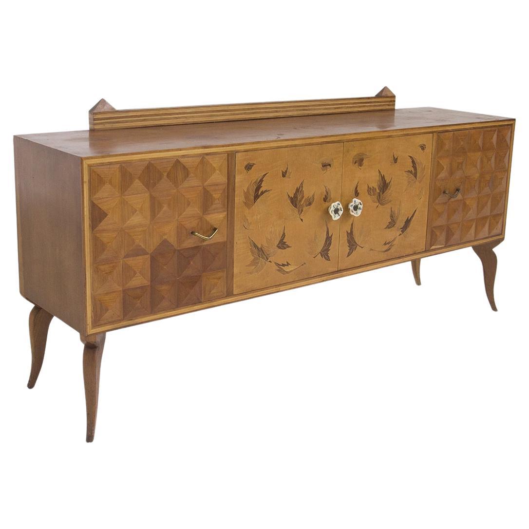 Paolo Buffa Vintage Sideboard in Wood and Ceramic 'Attr.'