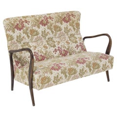 Paolo Buffa Retro Sofa in Wood and Floral Fabric 'Attr.'