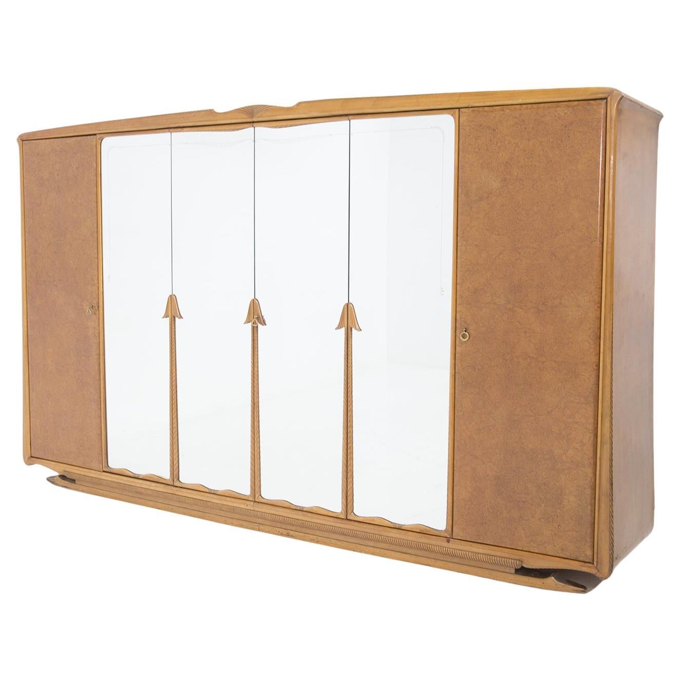 Paolo Buffa Vintage Wood and Brass Cabinet For Sale