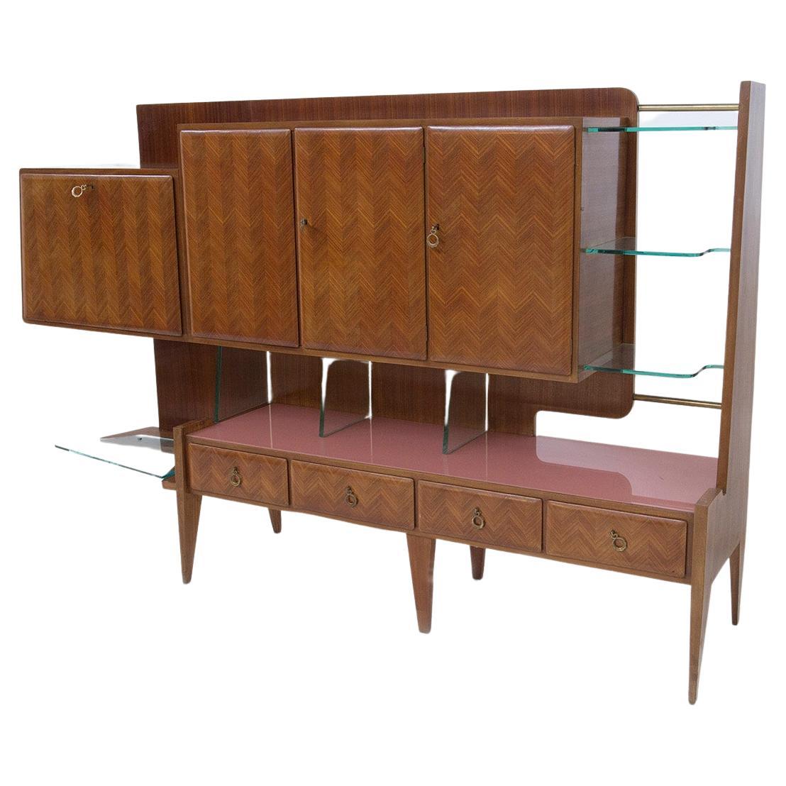 Paolo Buffa Vintage Wooden Furniture and Glass by Fontana Arte 'Attr.' For Sale