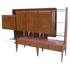 Paolo Buffa Vintage Wooden Furniture and Glass by Fontana Arte 'Attr.'
