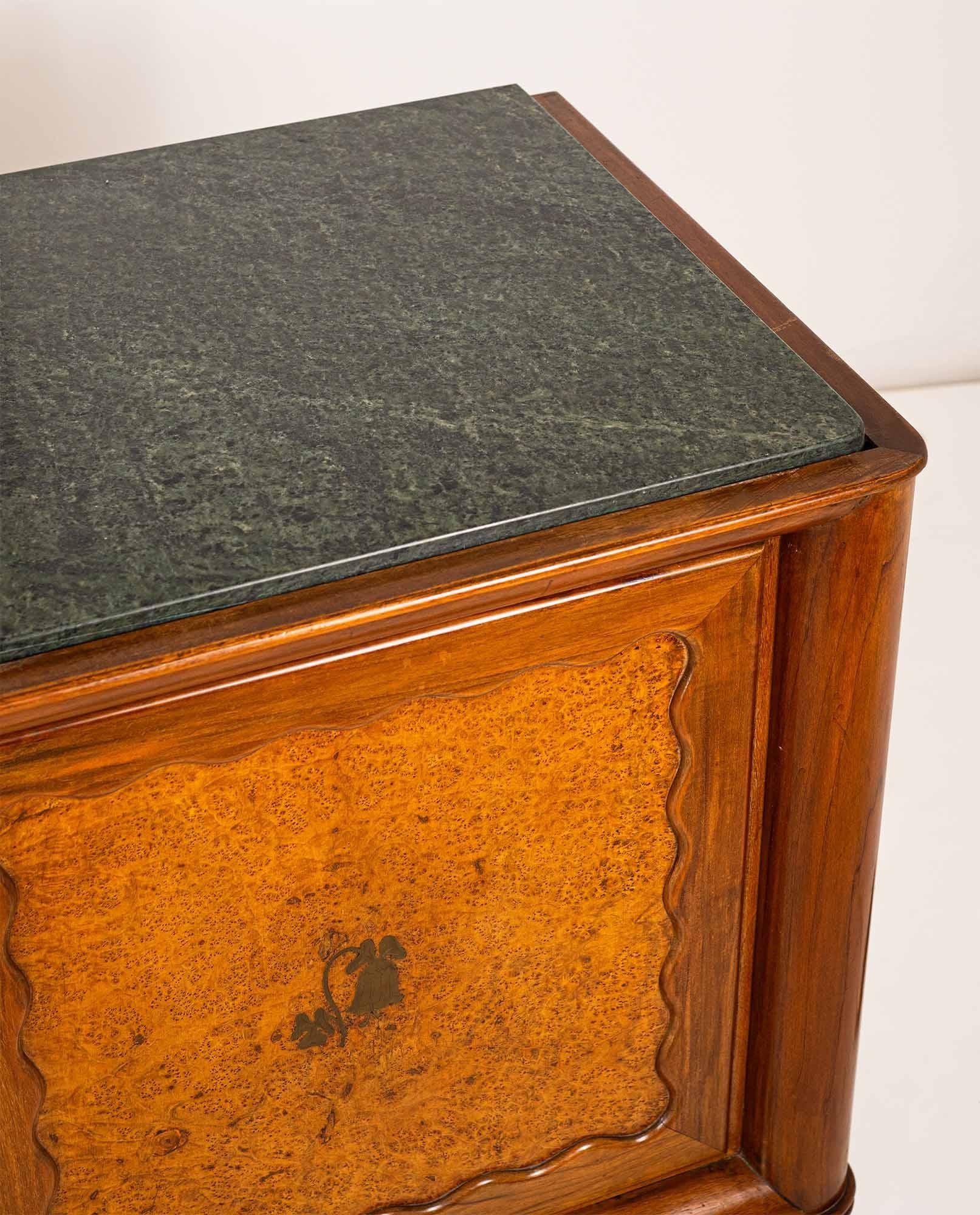 Paolo Buffa Walnut and Birch Burl Sideboard with Marble Top, Italy, 1956 For Sale 4