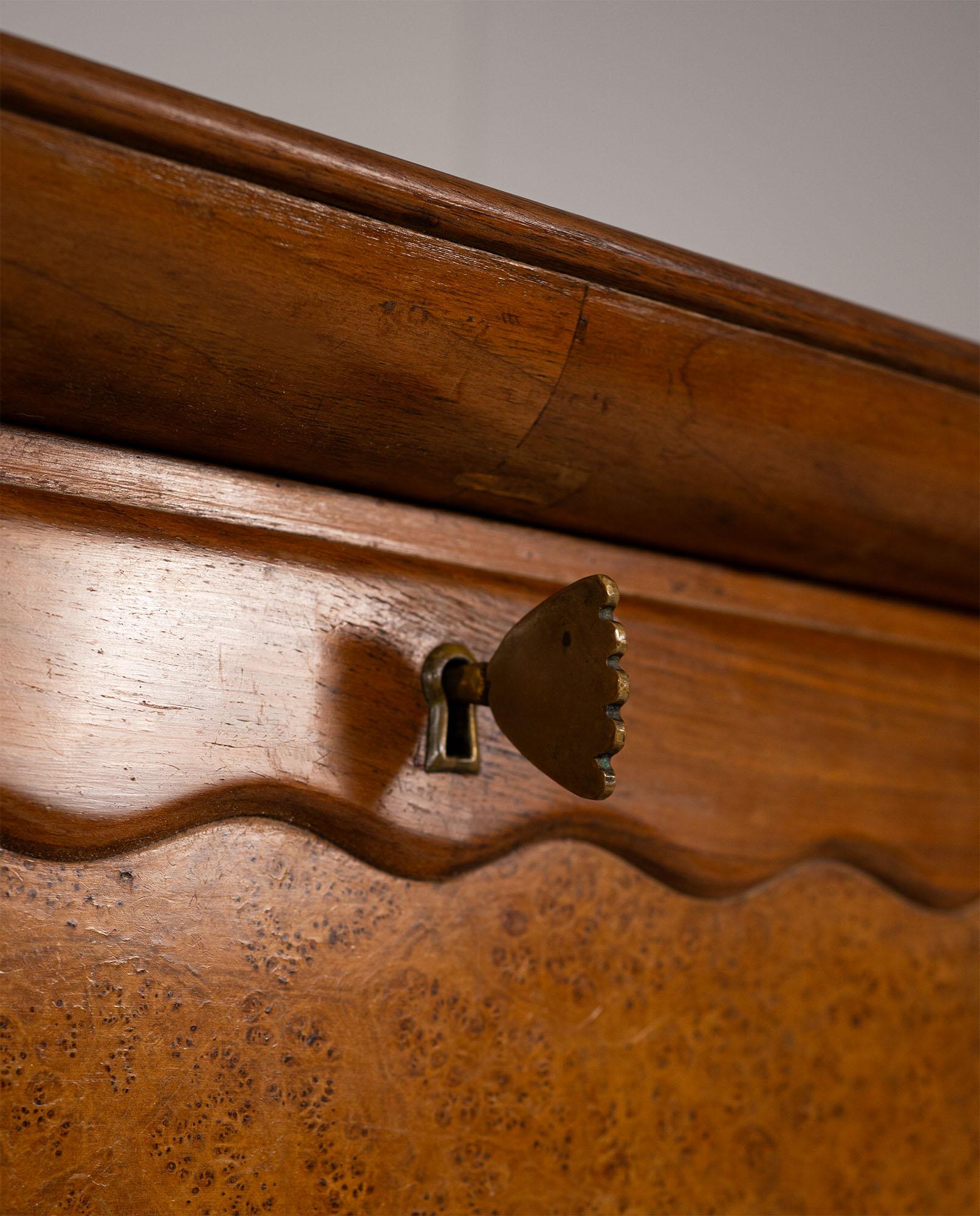 Brass Paolo Buffa Walnut and Birch Burl Sideboard with Marble Top, Italy, 1956 For Sale