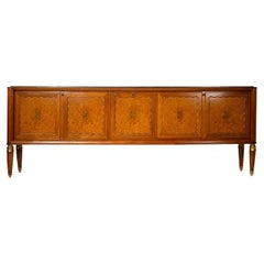 Paolo Buffa Walnut and Birch Burl Sideboard with Marble Top, Italy, 1956