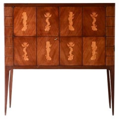 Paolo Buffa, walnut bar cabinet with maple inlaid front