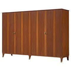 Paolo Buffa Wardrobe with Walnut Grissinato Front and Brass Accents 