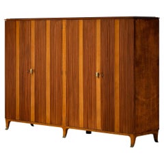 Paolo Buffa Wardrobe with Walnut Grissinato Front and Brass Accents