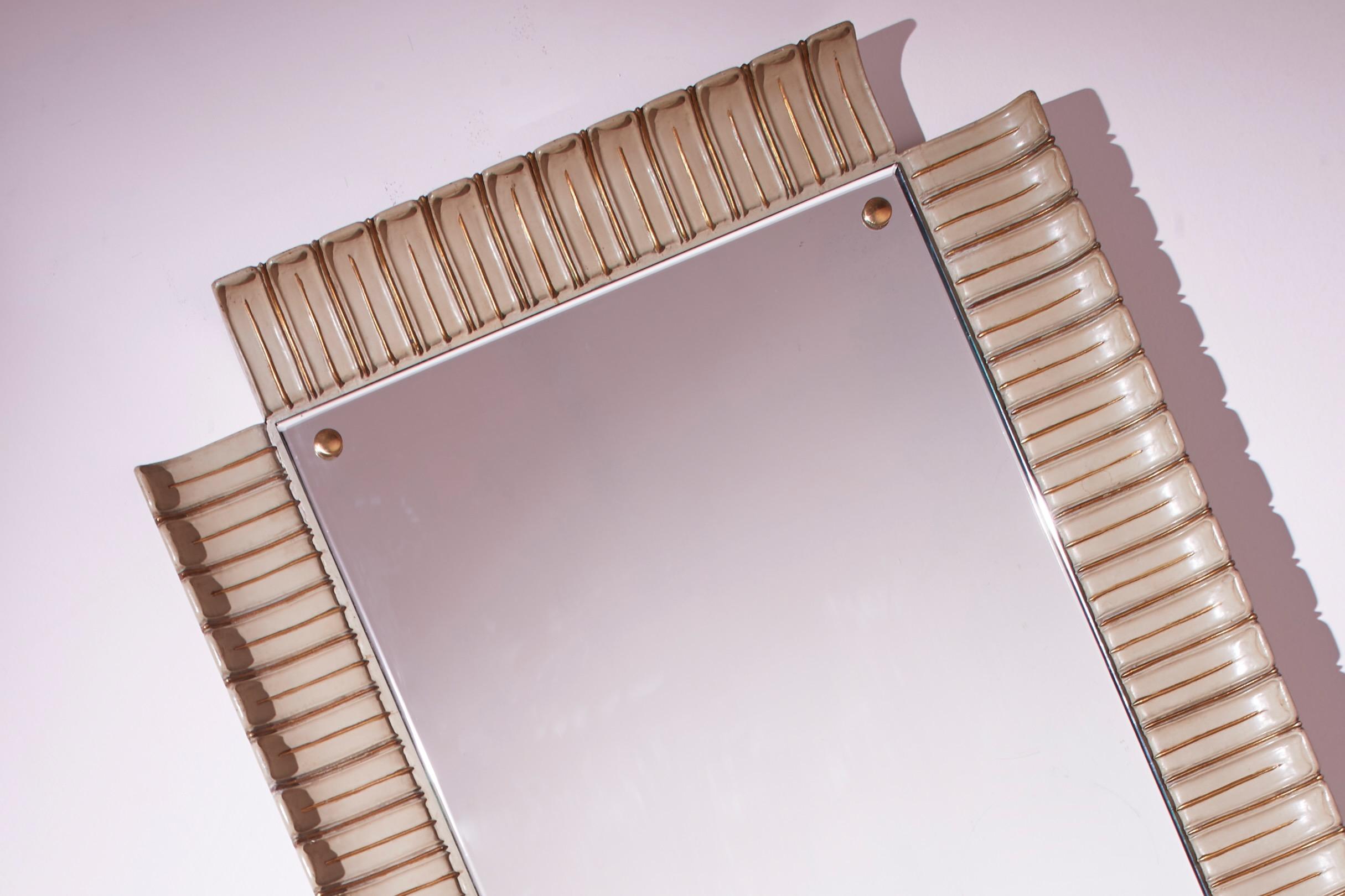 Paolo Buffa wooden lacquered mirror, Italy, 1940s In Good Condition For Sale In Chiavari, Liguria
