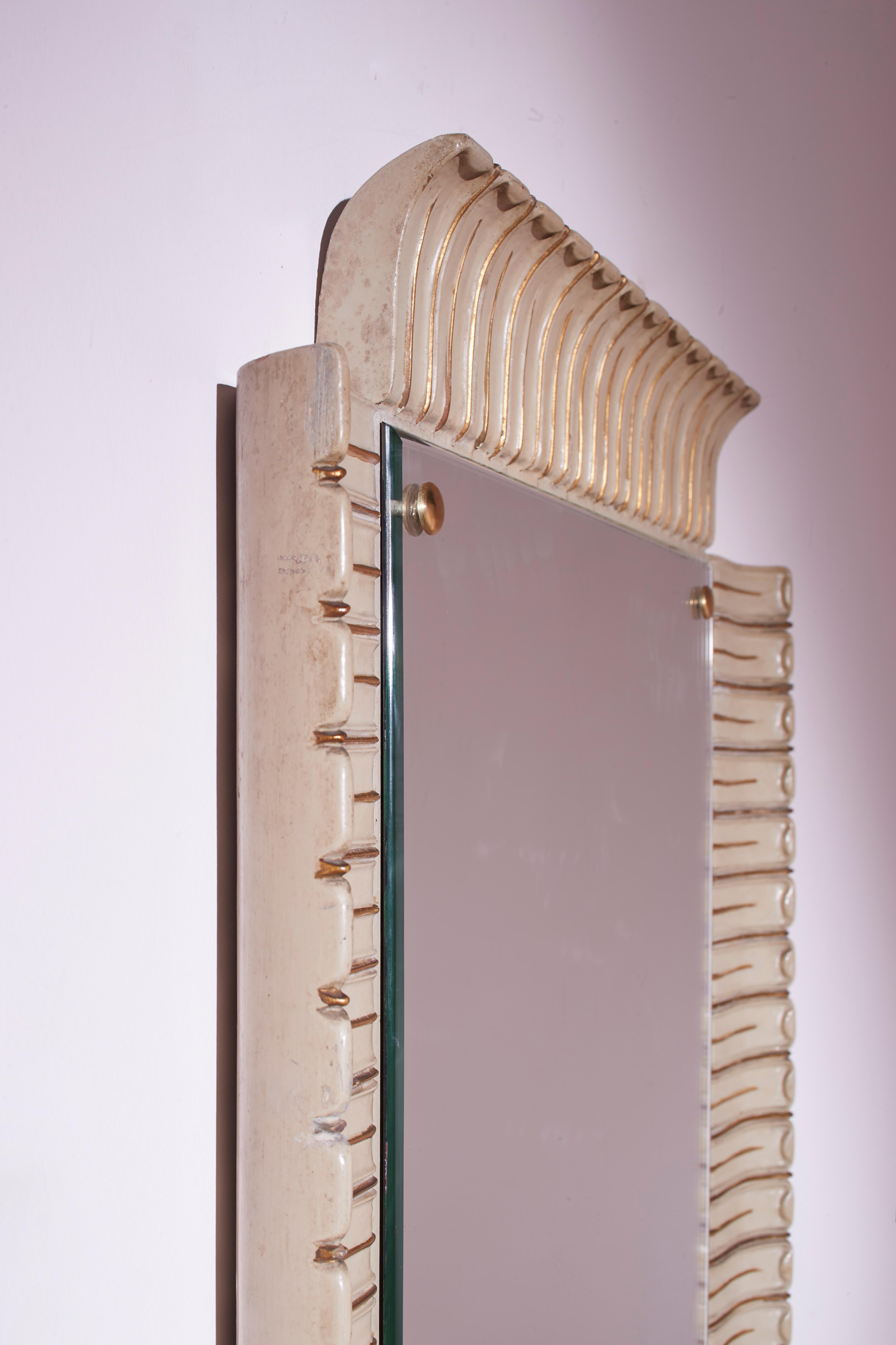 Paolo Buffa wooden lacquered mirror, Italy, 1940s For Sale 1