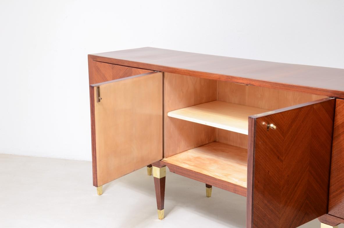 Wood Elegant 4-door walnut cabinet with a herringbone pattern For Sale