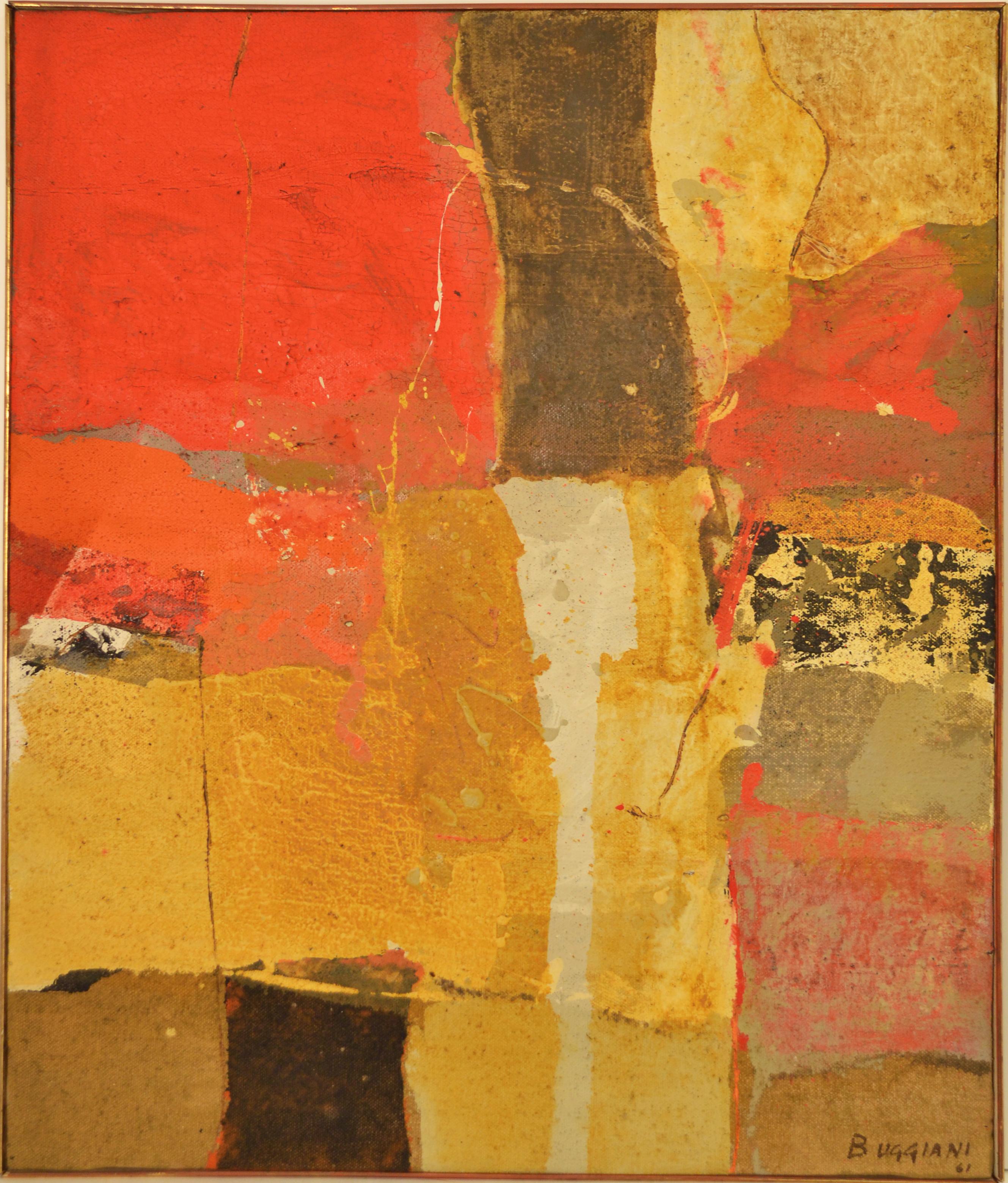  "Muro al Sole, 1961" Oil on Canvas 29 x 24 - Painting by Paolo Buggiani